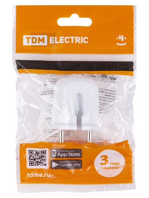 Вилка б/з белая с красной вставкой 10А 250В TDM Вилка б/з белая с красной вставкой 10А 250В TDM