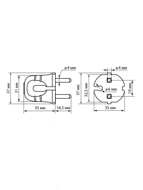 Вилка б/з белая с красной вставкой 10А 250В TDM Вилка б/з белая с красной вставкой 10А 250В TDM