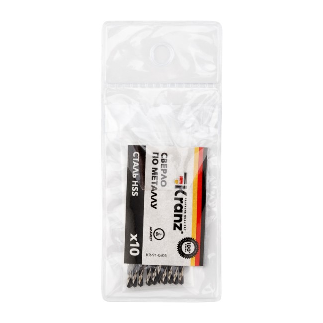 Сверло по металлу 2,0х49х24 мм HSS (10 шт. в упаковке) DIN 338 Kranz Сверло по металлу 2,0х49х24 мм HSS (10 шт. в упаковке) DIN 338 Kranz