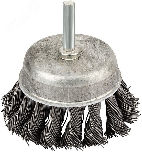 Кордщетка, тип ''чашка'', со штифтом, стальная витая проволока 65 мм Кордщетка, тип ''чашка'', со штифтом, стальная витая проволока 65 мм