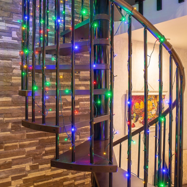 Гирлянда Твинкл Лайт 15 м, темно-зеленый ПВХ, 120 LED, цвет мультиколор Гирлянда Твинкл Лайт 15 м, темно-зеленый ПВХ, 120 LED, цвет мультиколор