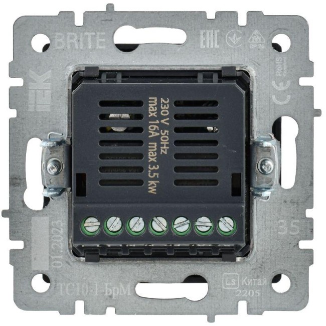 Термостат электронный с индик. BRITE СП IP20 ТС10-1-БрМ механизм маренго IEK BR-RT11-K35