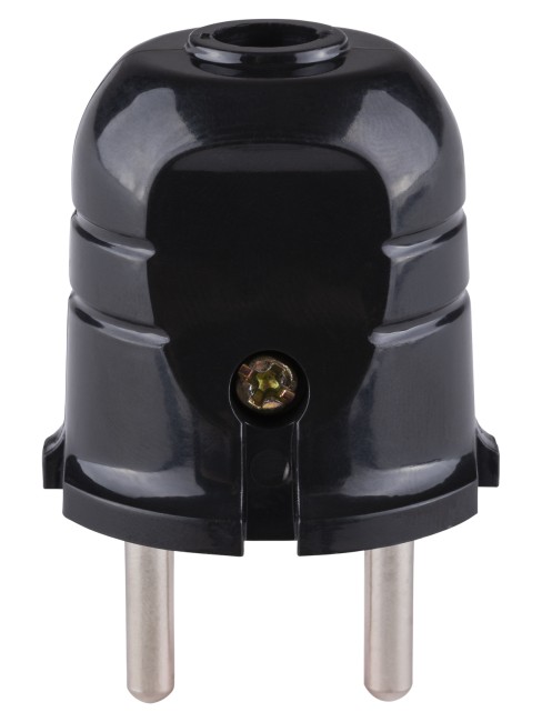 Вилка б/з черная с красной вставкой 10А 250В TDM