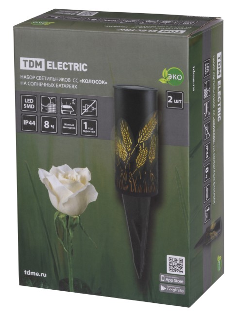 Набор светильников  СС "Колосок" на солнечных батареях, сталь, 6х27 cм, 2 шт, TDM