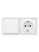 Блок ОП LETO (1-кл. выключатель + 1-м розетка с заземл.) горизонт. бел. LEZARD 752-0200-170BAP