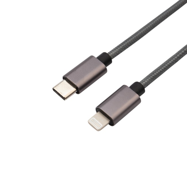 Кабель REXANT Type-C-Lightning PD, 1 м, графит, нейлон