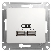 Розетка USB 2-м СП Glossa тип A+A 5В/2.1А 2х5В/1.05А механизм бел. SE GSL000133 Розетка USB 2-м СП Glossa тип A+A 5В/2.1А 2х5В/1.05А механизм бел. SE GSL000133
