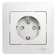 GLOSSA Розетка с заземлением со шторками в сборе белая GLOSSA Розетка с заземлением со шторками в сборе белая