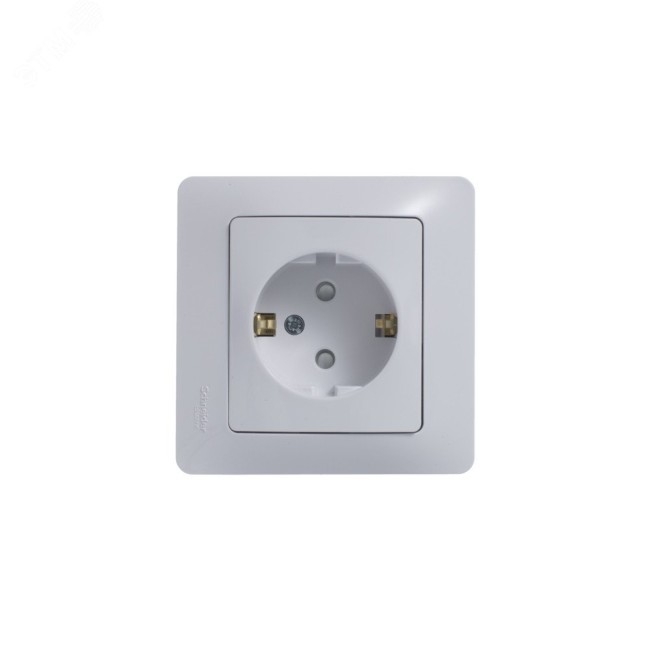 GLOSSA Розетка с заземлением со шторками в сборе белая GLOSSA Розетка с заземлением со шторками в сборе белая