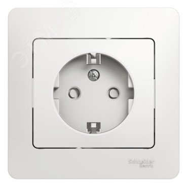 GLOSSA Розетка с заземлением со шторками в сборе белая GLOSSA Розетка с заземлением со шторками в сборе белая