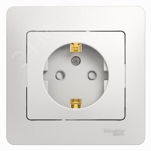 GLOSSA Розетка с заземлением со шторками в сборе белая GLOSSA Розетка с заземлением со шторками в сборе белая