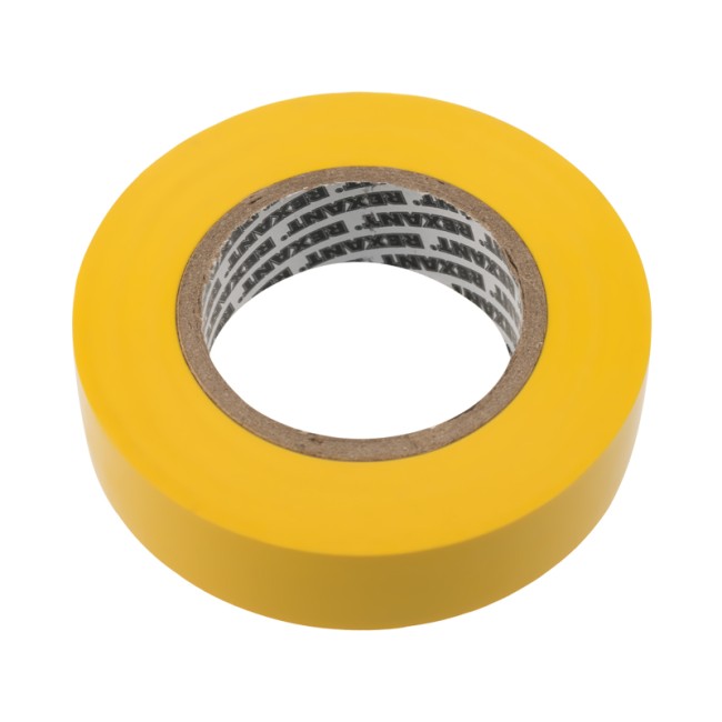 Изолента ПВХ REXANT 19 мм х 25 м, желтая, упаковка 5 роликов