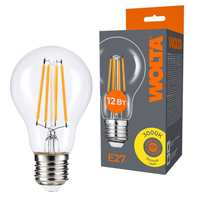 Светодиодная лампа WOLTA FILAMENT WF-A60-12W3KE27 12Вт 3000K Е27