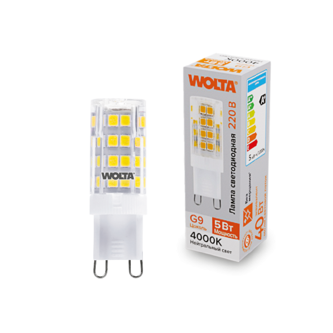 Светодиодная лампа WOLTA WSTD-JCD-5W4KG9-C 5Вт 4000K G9