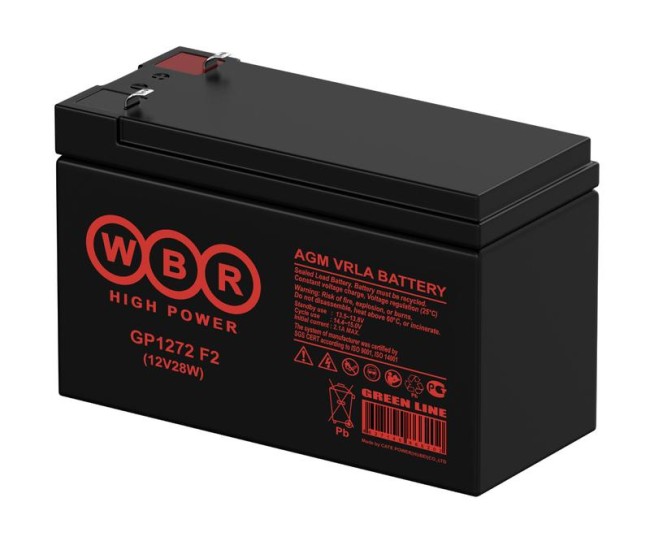 Аккумулятор 12В 7.2А.ч WBR GP1272 F2 (12V28W) WBR Аккумулятор 12В 7.2А.ч WBR GP1272 F2 (12V28W) WBR