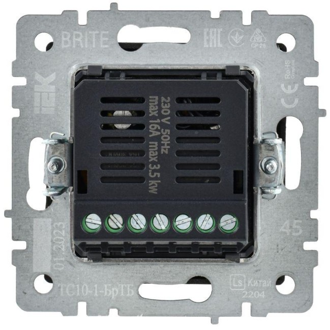 Термостат электронный с индик. BRITE СП IP20 ТС10-1-БрТБ темная механизм бронза IEK BR-RT11-K45