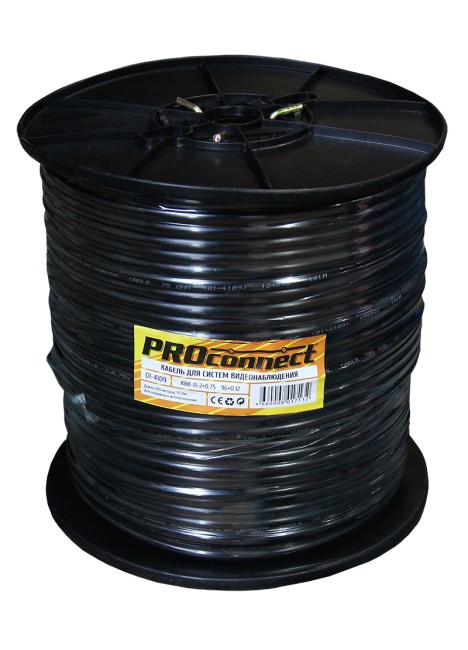 Кабель КВК-П-2 +2x0,75 мм² (Cu/CCA) (96) черный, 200 м, PROconnect Кабель КВК-П-2 +2x0,75 мм² (Cu/CCA) (96) черный, 200 м, PROconnect