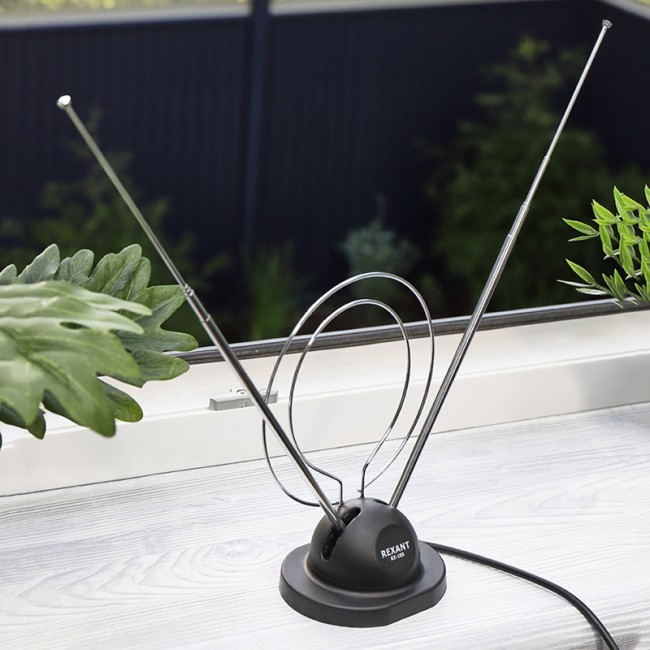 Антенна комнатная телескопическая на подставке «Усы+кольцо», RX-100 REXANT