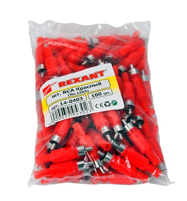 Разъем штекер RCA красный пайка REXANT