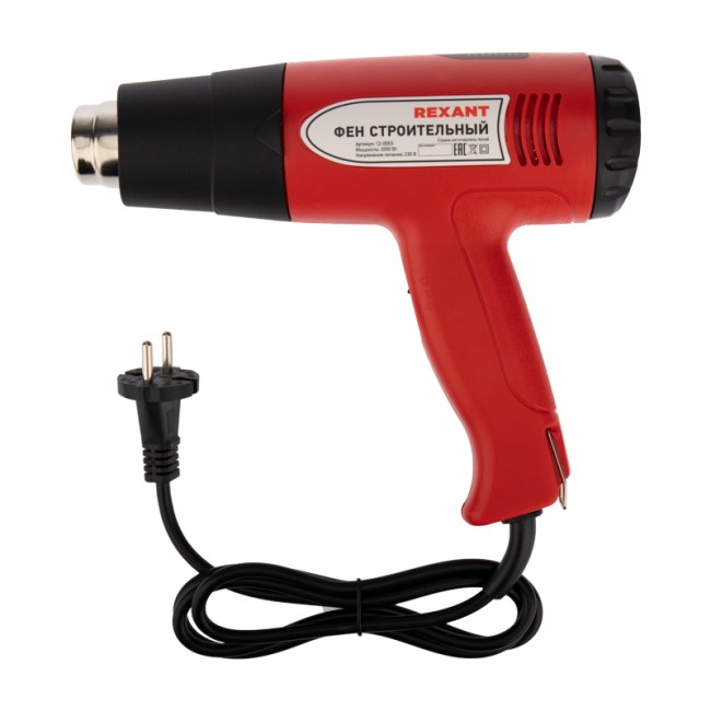 Фен строительный REXANT, 230 В/2000 Вт "STANDARD" с терморегулятором и дисплеем Фен строительный REXANT, 230 В/2000 Вт "STANDARD" с терморегулятором и дисплеем