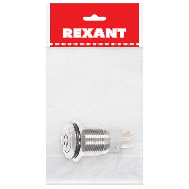 Кнопка антивандальная Ø16 12В(LED) Б/Фикс (5с) OFF-(ON)/ON-(OFF) плоская подсв/синяя POWER (A-16-F5) REXANT Кнопка антивандальная Ø16 12В(LED) Б/Фикс (5с) OFF-(ON)/ON-(OFF) плоская подсв/синяя POWER (A-16-F5) REXANT