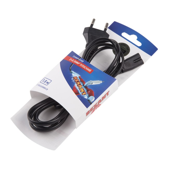 Шнур сетевой  1.8М  2x0.5мм²  REXANT  