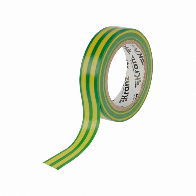 Изолента ПВХ 0,13х15 мм, 10 м, желто-зеленая KRANZ Изолента ПВХ 0,13х15 мм, 10 м, желто-зеленая KRANZ
