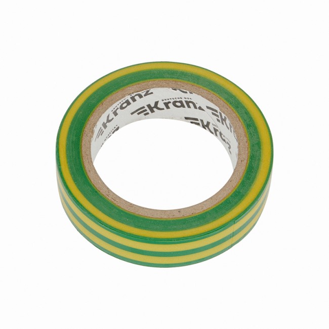 Изолента ПВХ 0,13х15 мм, 10 м, желто-зеленая KRANZ Изолента ПВХ 0,13х15 мм, 10 м, желто-зеленая KRANZ
