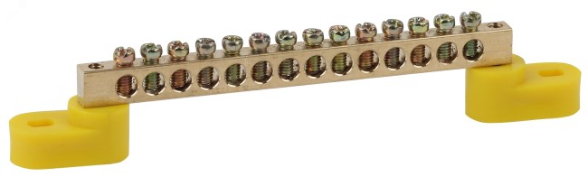 Шина PE земля на двух угловых изоляторах ШНИ-6х9-14-У2-Желт ЭРА