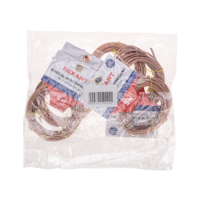 Кабель акустический 2х0,75мм², прозрачный BLUELINE, мини-бухта 5м REXANT Кабель акустический 2х0,75мм², прозрачный BLUELINE, мини-бухта 5м REXANT