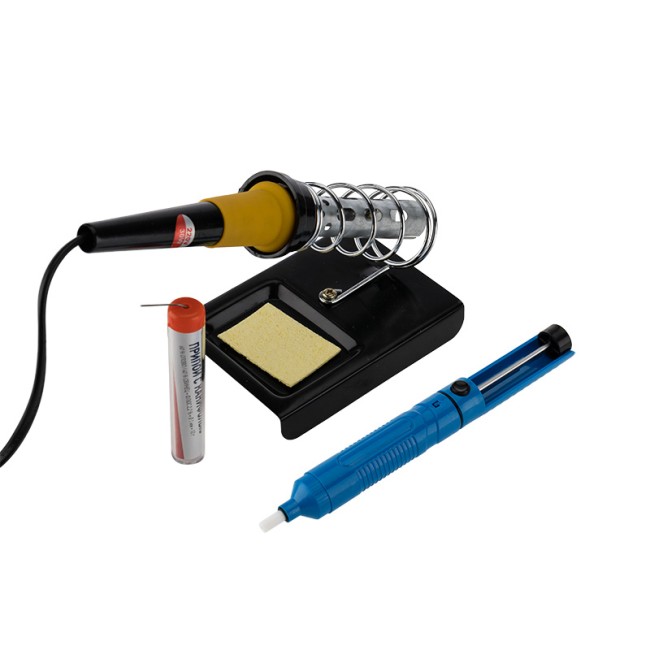 Набор для пайки №4 (паяльник 30Вт, оловоотсос, подставка, припой, губка) REXANT Набор для пайки №4 (паяльник 30Вт, оловоотсос, подставка, припой, губка) REXANT