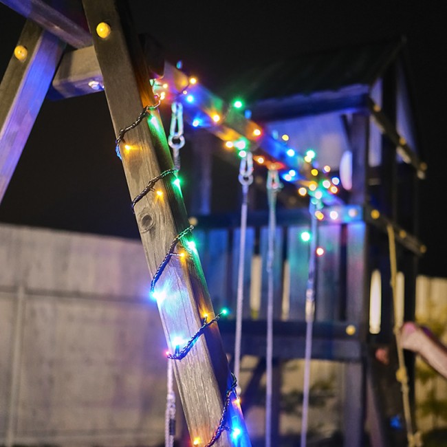 Гирлянда Твинкл Лайт 10 м, 100 LED МУЛЬТИКОЛОР (RGYB), черный ПВХ, IP65, динамика, 230В соединяется NEON-NIGHT (нужен контроллер 217-204)