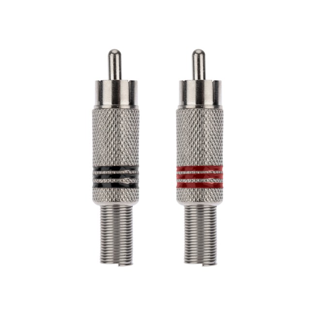 Разъем штекер RCA металл под винт черный/красный REXANT