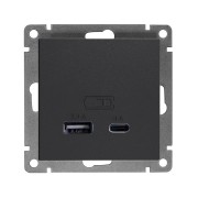 Розетка 2-м USB СП Афина тип А+С 5В 1х2.4А 2х4А механизм графит Universal А0059-Gr