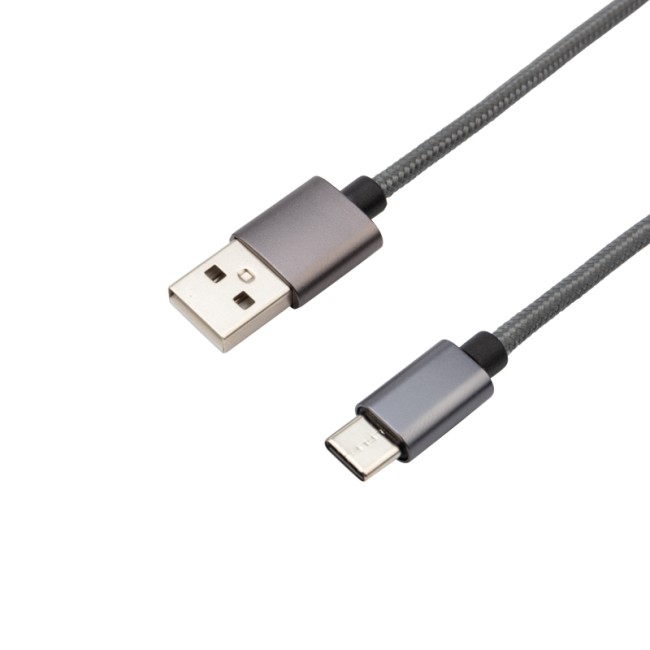 Кабель USB-Type-C, 3A, нейлон, темно-серый, 1м REXANT