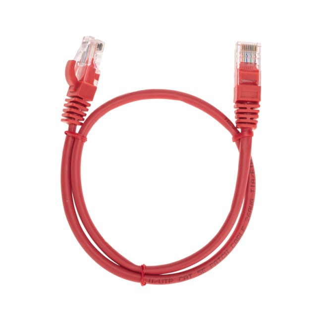 Патч-корд U/UTP, CAT 5e, RJ45-RJ45, 26AWG, LSZH, красный, 0,5м  REXANT