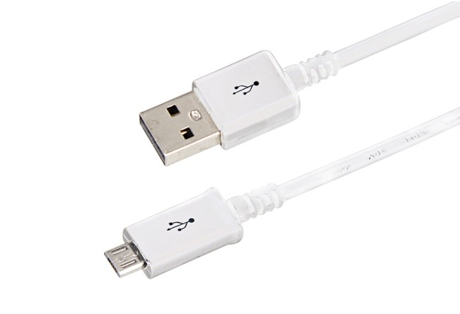 USB кабель microUSB длинный штекер 1 м белый 