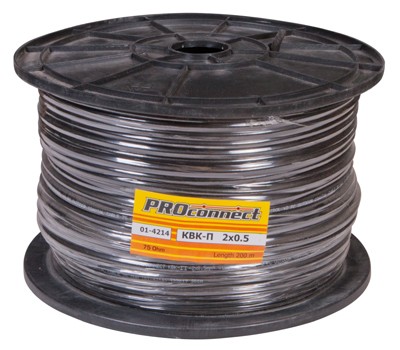 Кабель КВК-П-2 +2x0,50 мм² (Cu/Cu) черный, 200 м, PROconnect Кабель КВК-П-2 +2x0,50 мм² (Cu/Cu) черный, 200 м, PROconnect