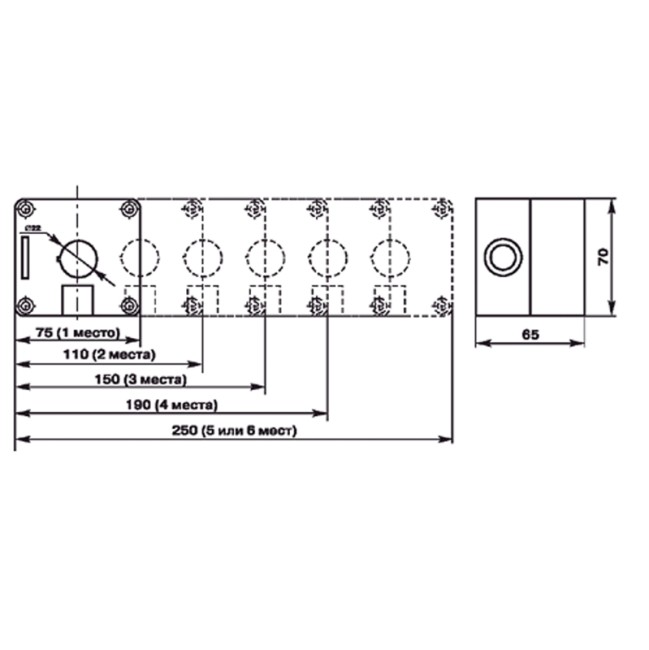Корпус пластиковый КП 4 кнопки 22 мм