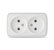 Розетка 2-м ОП Электра 16А IP20 без заземл. бел. Союз 0024 Розетка 2-м ОП Электра 16А IP20 без заземл. бел. Союз 0024