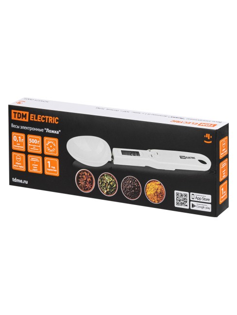 Весы электронные "Ложка", деление 0,1 г, макс. 500 г, белый, TDM