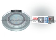 DLS-P106 GU5.3 CHROME/SILVER Светильник декоративный встраиваемый ТМ ''Fametto'', серия ''Peonia''. Без лампы, цоколь GU5.3. Основание металл, цвет хром. Отделка стекло, цвет серебро