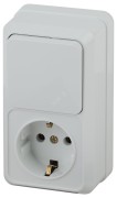 Блок розетка+выкл. верт. 10(16)А-250В, ОУ, Quadro, белый, 2-705-01 Блок розетка+выкл. верт. 10(16)А-250В, ОУ, Quadro, белый, 2-705-01