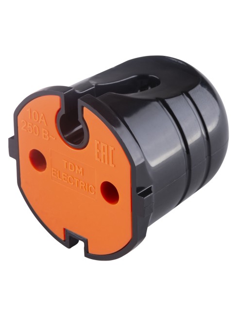 Кабельная розетка б/з черная с красной вставкой 10А 250B чернаяTDM Кабельная розетка б/з черная с красной вставкой 10А 250B чернаяTDM