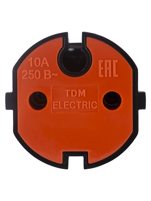 Кабельная розетка б/з черная с красной вставкой 10А 250B чернаяTDM Кабельная розетка б/з черная с красной вставкой 10А 250B чернаяTDM