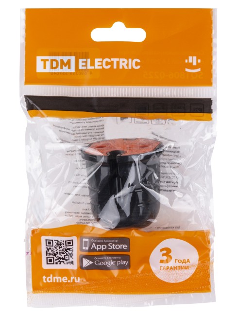 Кабельная розетка б/з черная с красной вставкой 10А 250B чернаяTDM Кабельная розетка б/з черная с красной вставкой 10А 250B чернаяTDM