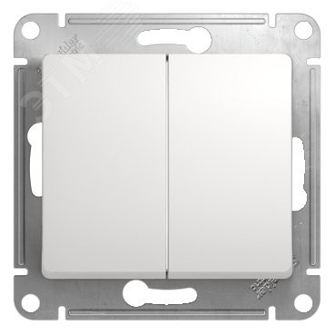 GLOSSA Переключатель двухклавишный в рамку белый схема 6 GLOSSA Переключатель двухклавишный в рамку белый схема 6