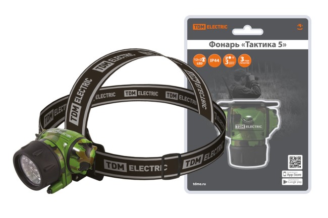 Фонарь"Тактика 5", налобный 12+2 LED, 94 лм, бат. 3*AАА, TDM Фонарь"Тактика 5", налобный 12+2 LED, 94 лм, бат. 3*AАА, TDM