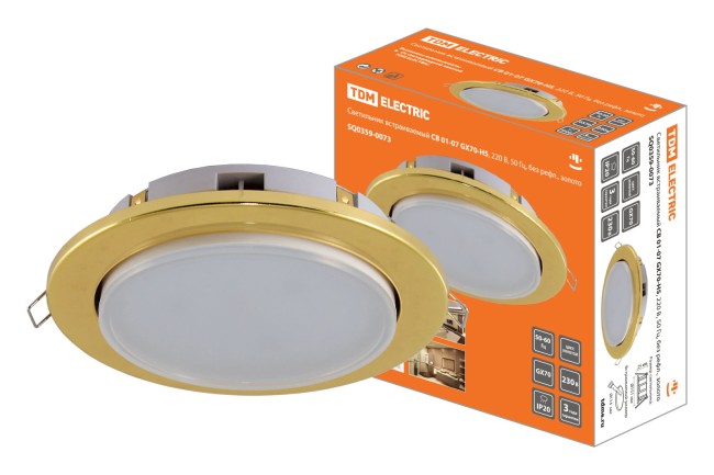 Светильник встраиваемый СВ 01-07 GX70-H5, 220 В, 50 Гц, без рефл., золото, TDM Светильник встраиваемый СВ 01-07 GX70-H5, 220 В, 50 Гц, без рефл., золото, TDM