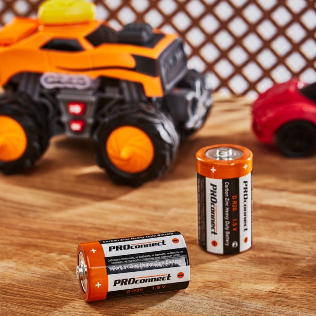 Батарейка солевая D/R20, 1,5В, 2 шт, термопленка PROconnect Батарейка солевая D/R20, 1,5В, 2 шт, термопленка PROconnect